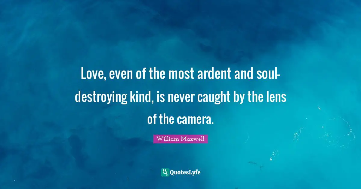 Ardent Quotes: "Love, even of the most ardent and soul-destroying kind, is never caught by the lens of the camera."
