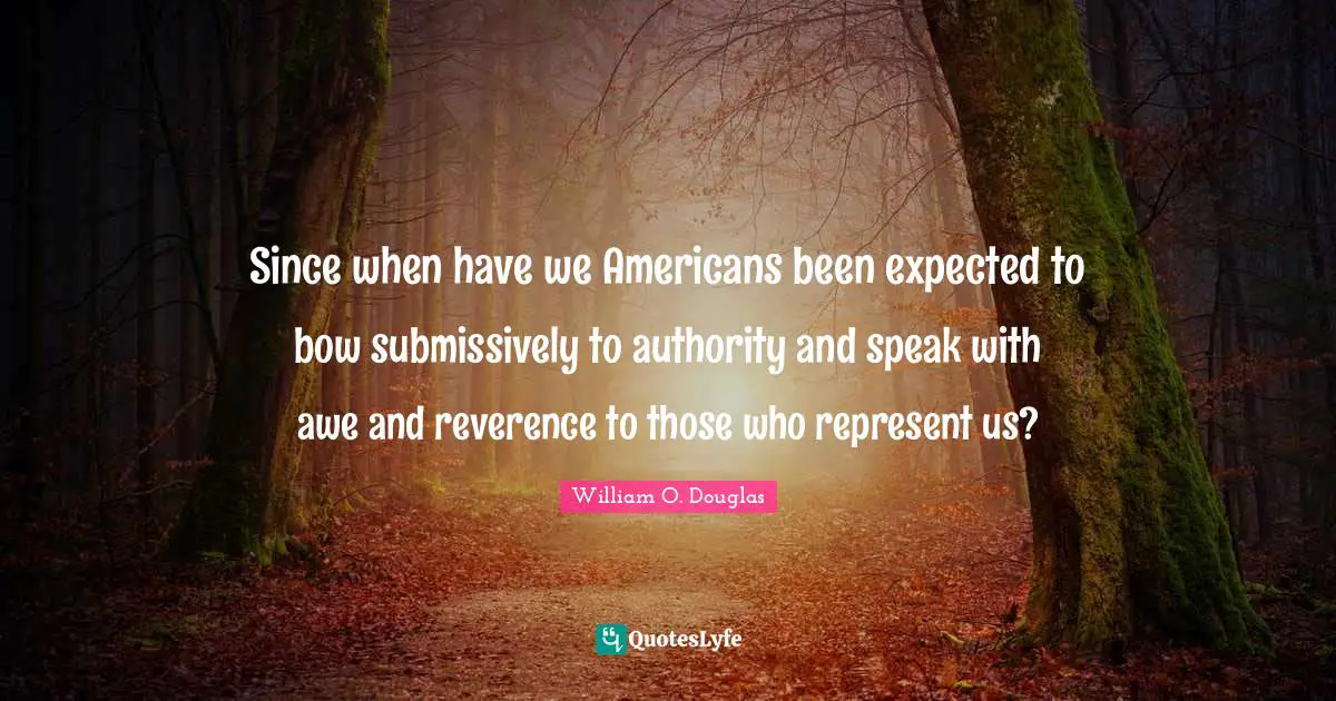Since when have we Americans been expected to bow submissively to authority and speak with awe and reverence to those who represent us?