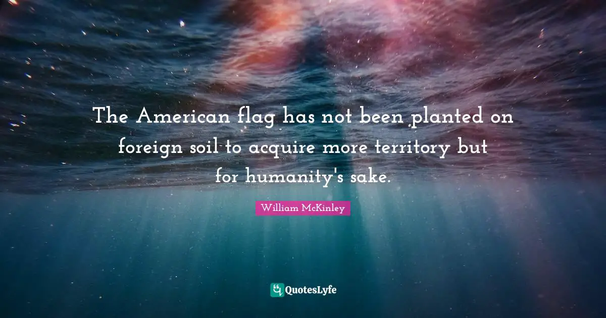 Acquire Quotes: "The American flag has not been planted on foreign soil to acquire more territory but for humanity's sake."