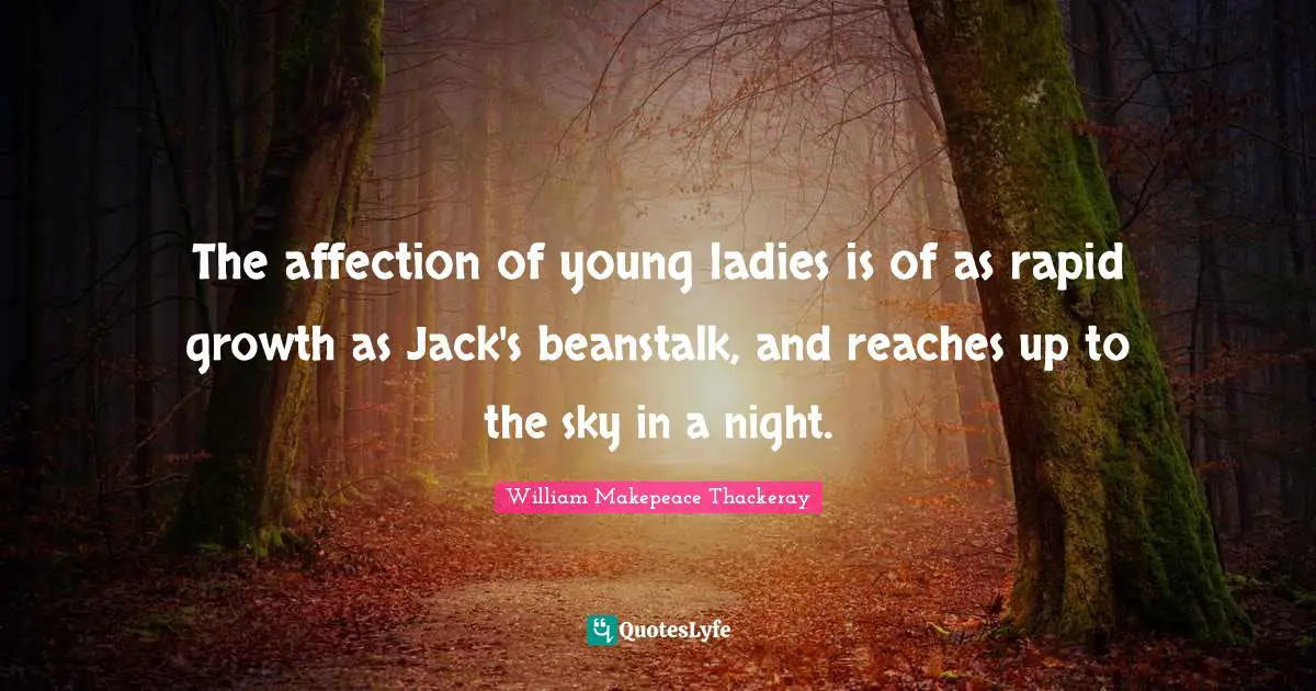 The affection of young ladies is of as rapid growth as Jack's beanstalk, and reaches up to the sky in a night.