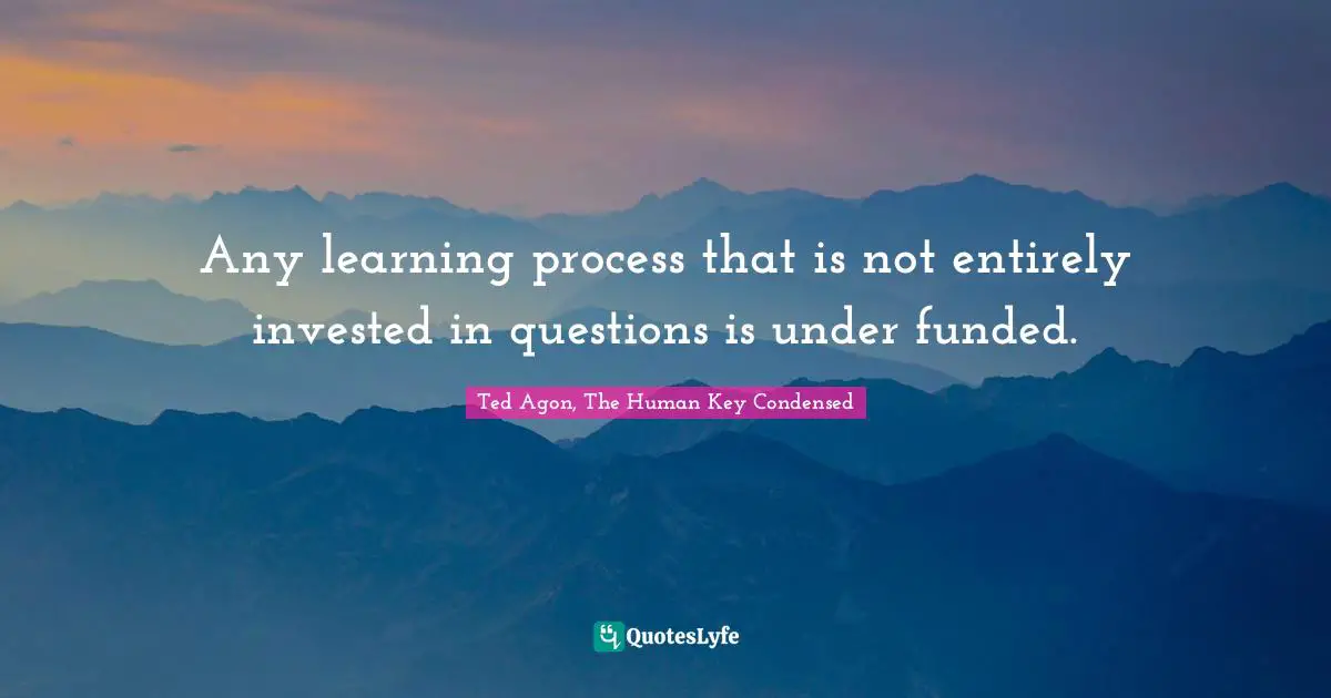 Any learning process that is not entirely invested in questions is under funded.
