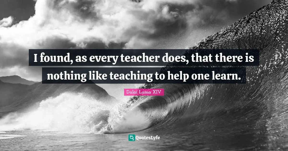 I found, as every teacher does, that there is nothing like teaching to help one learn.