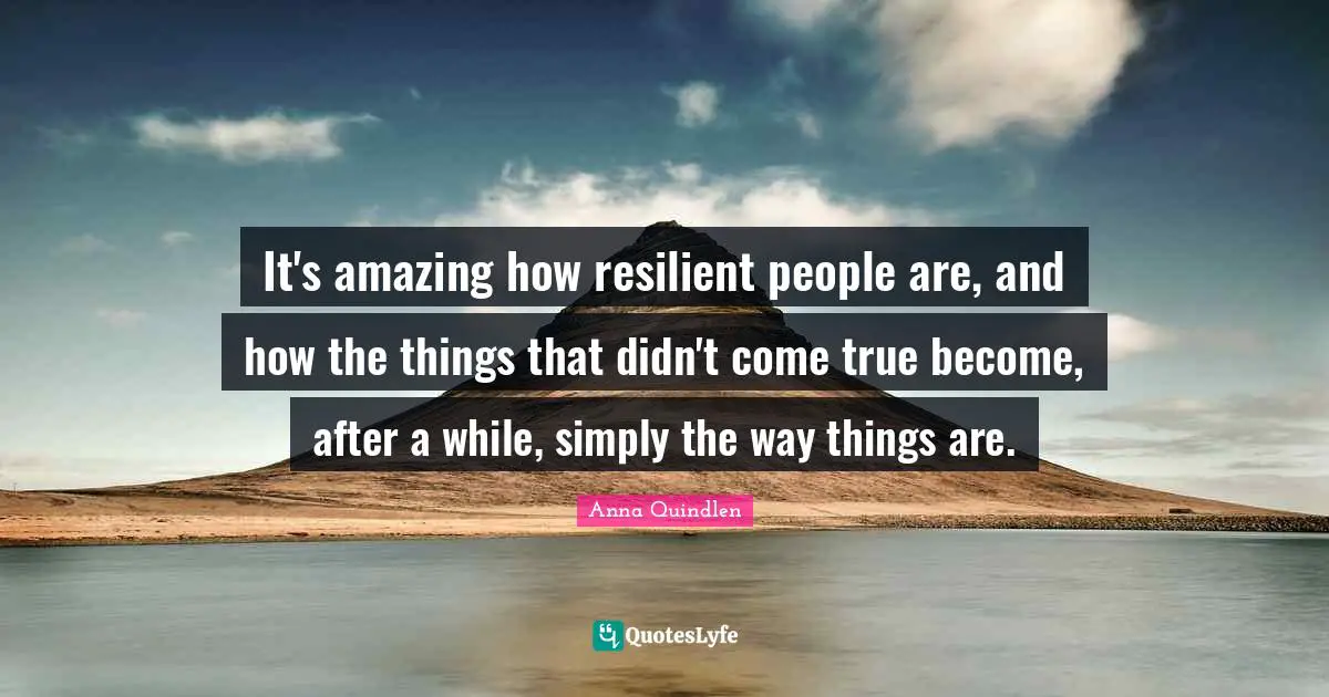 It's amazing how resilient people are, and how the things that didn't come true become, after a while, simply the way things are.