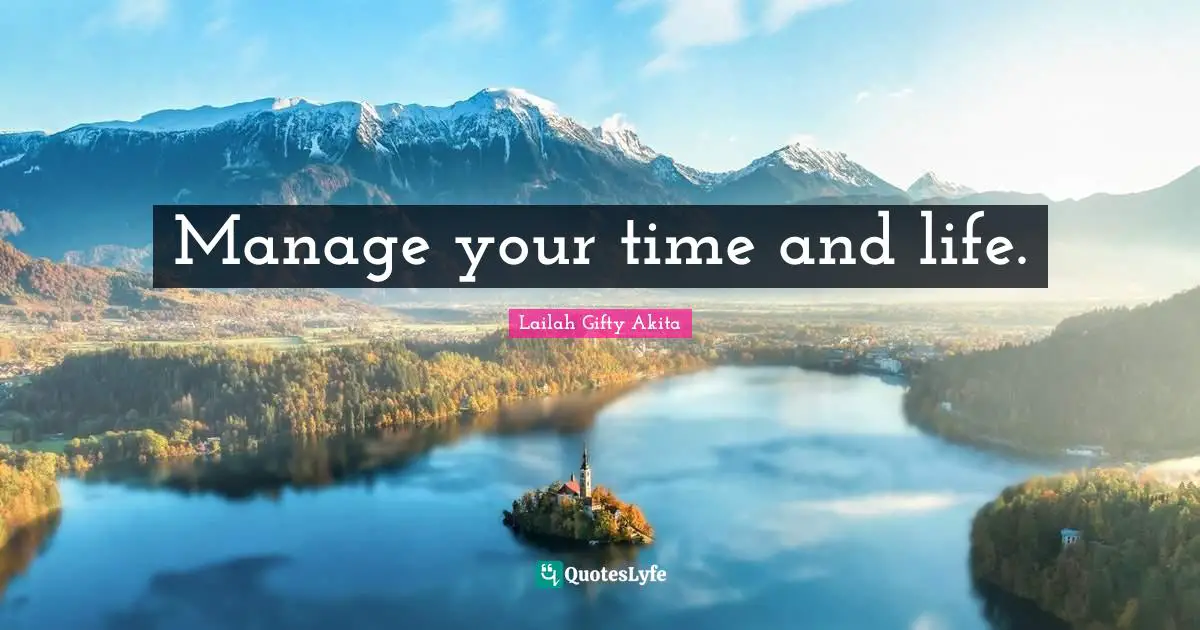 Your Journey Quotes: "Manage your time and life."