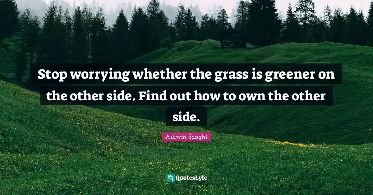 Stop worrying whether the grass is greener on the other side. Find out how to own the other side.