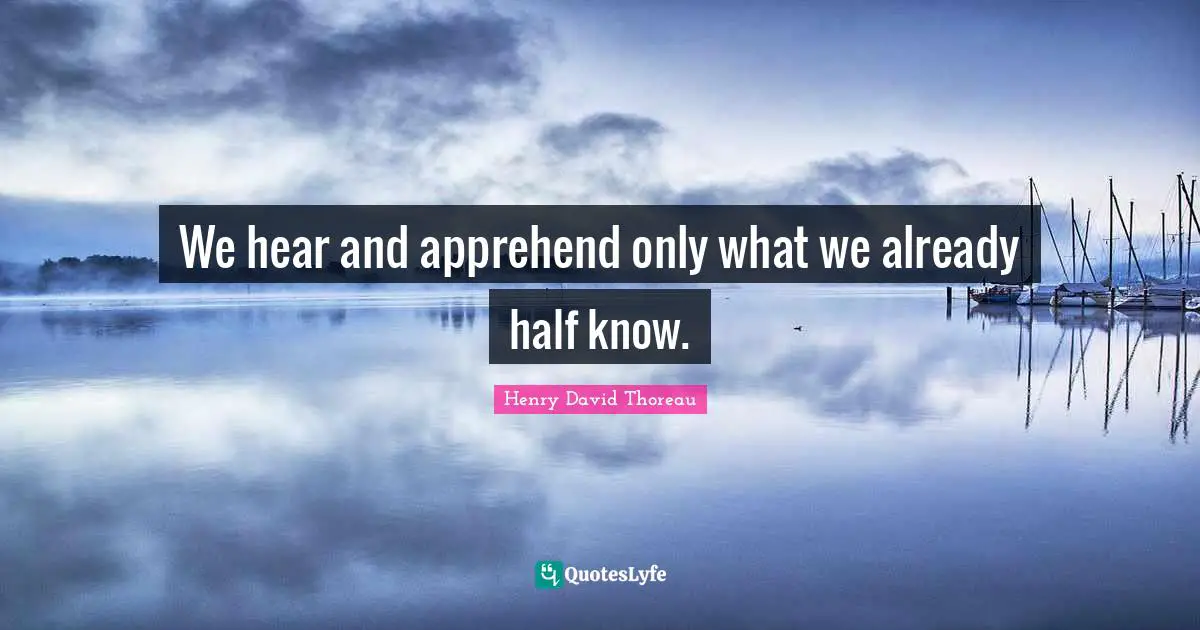 We hear and apprehend only what we already half know.