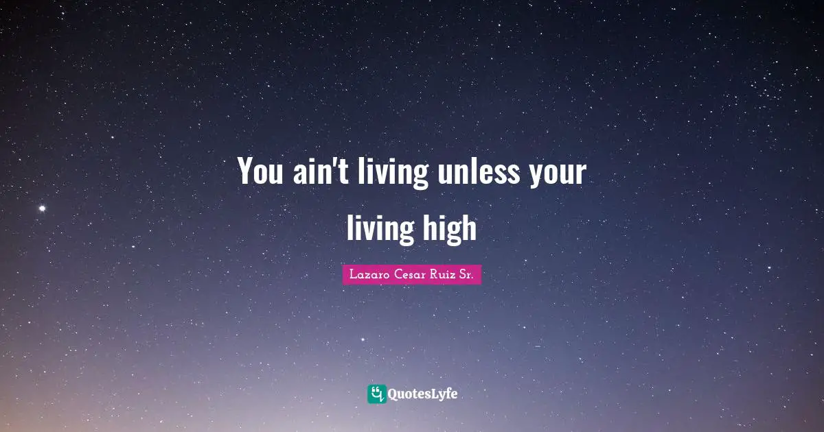 You ain't living unless your living high