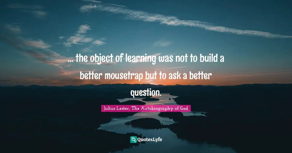 ... the object of learning was not to build a better mousetrap but to ask a better question.