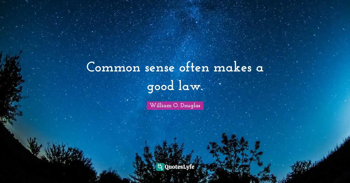 Common sense often makes a good law.