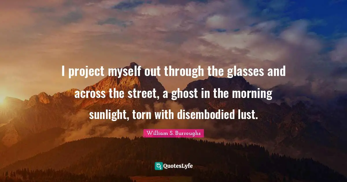 I project myself out through the glasses and across the street, a ghost in the morning sunlight, torn with disembodied lust.