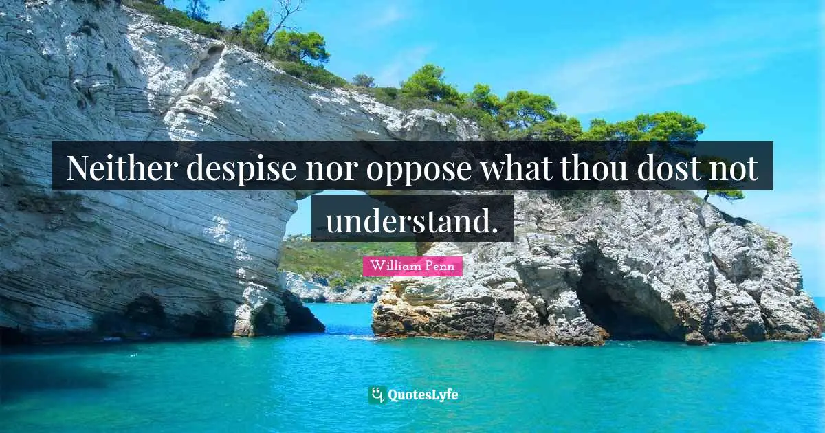 Neither despise nor oppose what thou dost not understand.