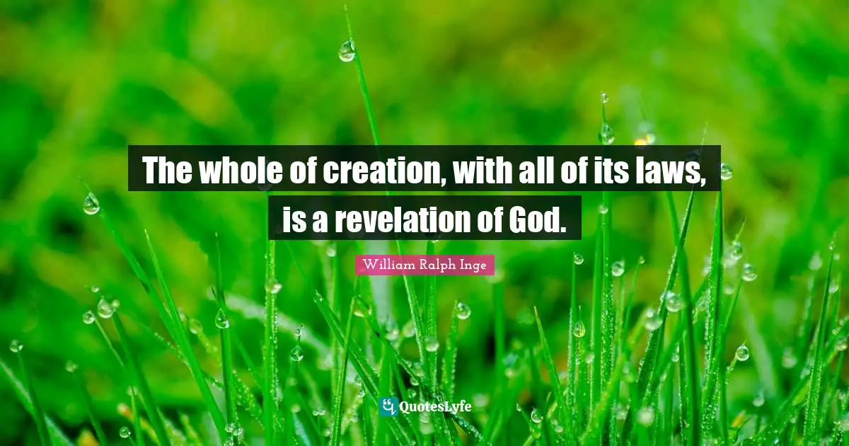 The whole of creation, with all of its laws, is a revelation of God.