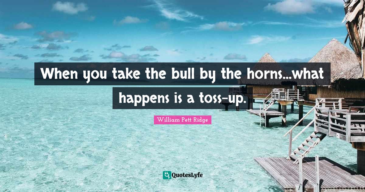 When you take the bull by the horns...what happens is a tossup