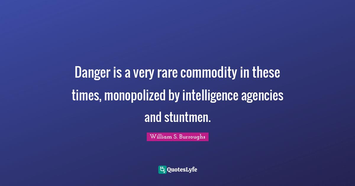 Danger is a very rare commodity in these times, monopolized by intelligence agencies and stuntmen.
