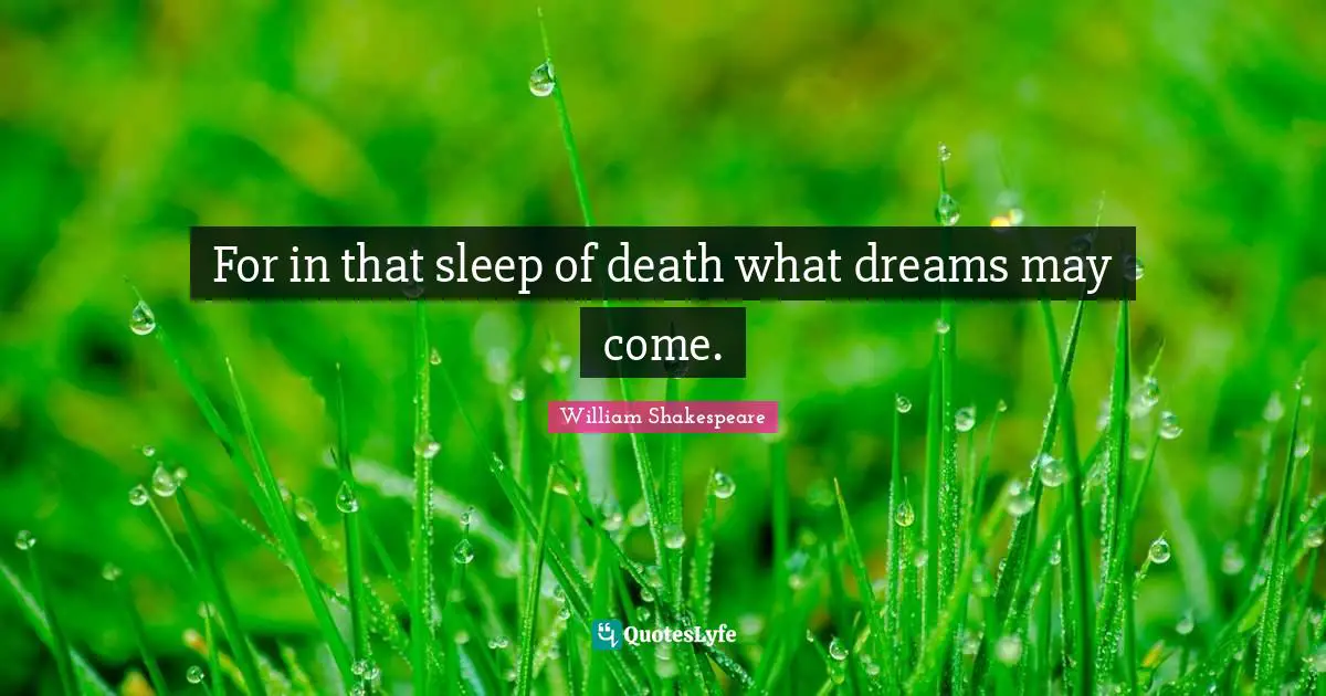 For in that sleep of death what dreams may come.