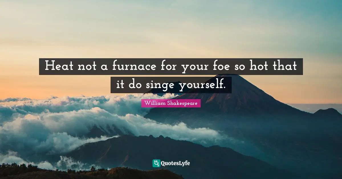 Heat not a furnace for your foe so hot that it do singe yourself.