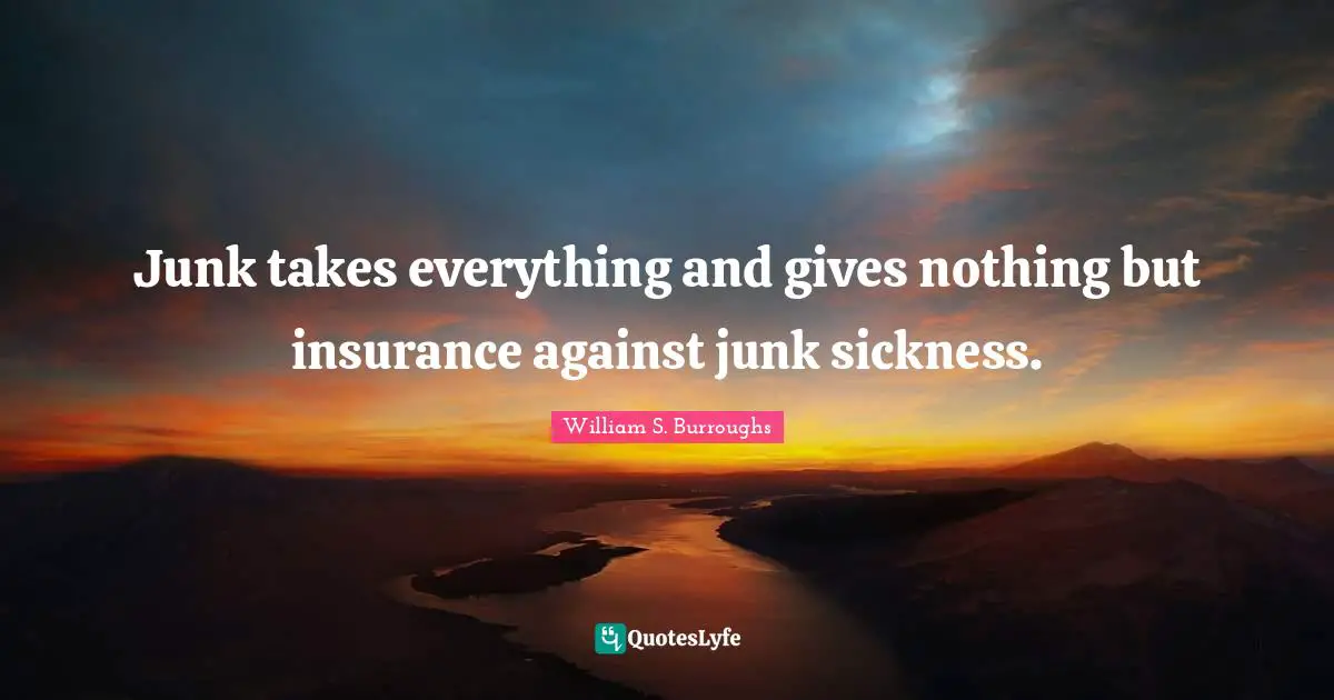 Junk takes everything and gives nothing but insurance against junk sickness.