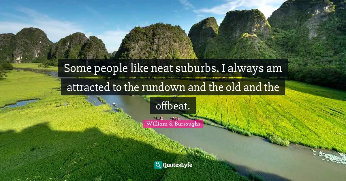 Suburbs Quotes: "Some people like neat suburbs. I always am attracted to the rundown and the old and the offbeat."