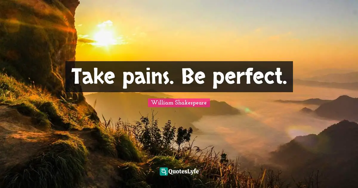 Take pains. Be perfect.
