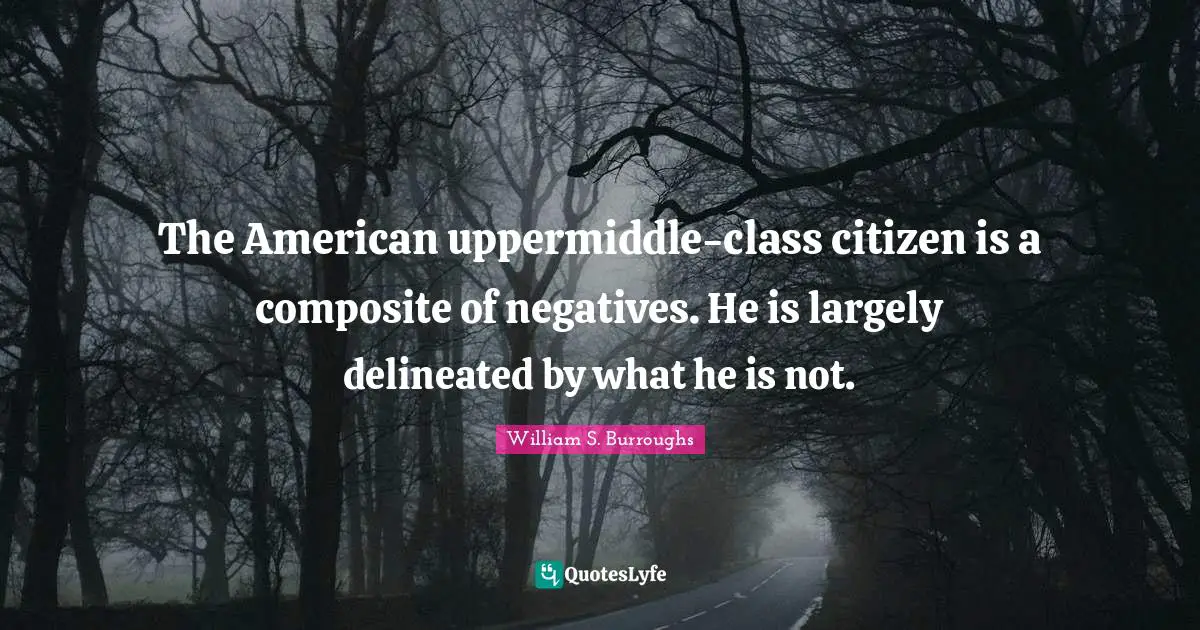 The American uppermiddle-class citizen is a composite of negatives. He is largely delineated by what he is not.