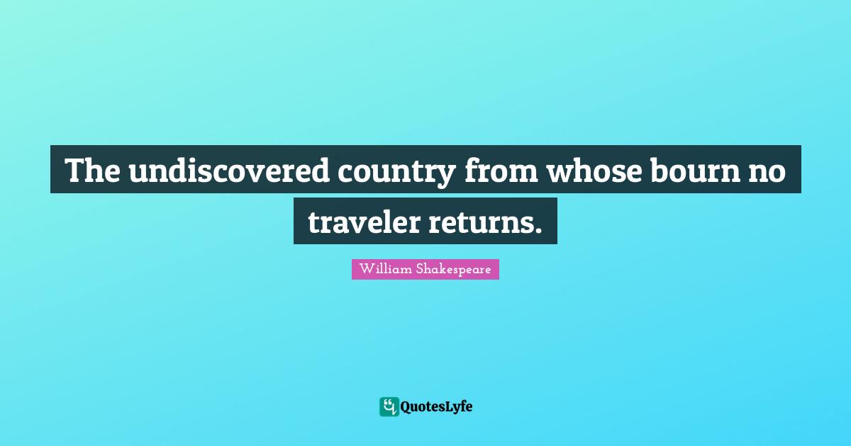 The undiscovered country from whose bourn no traveler returns.