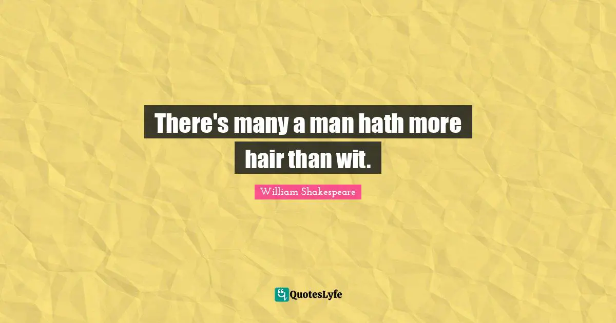 Wit Quotes: "There's many a man hath more hair than wit."