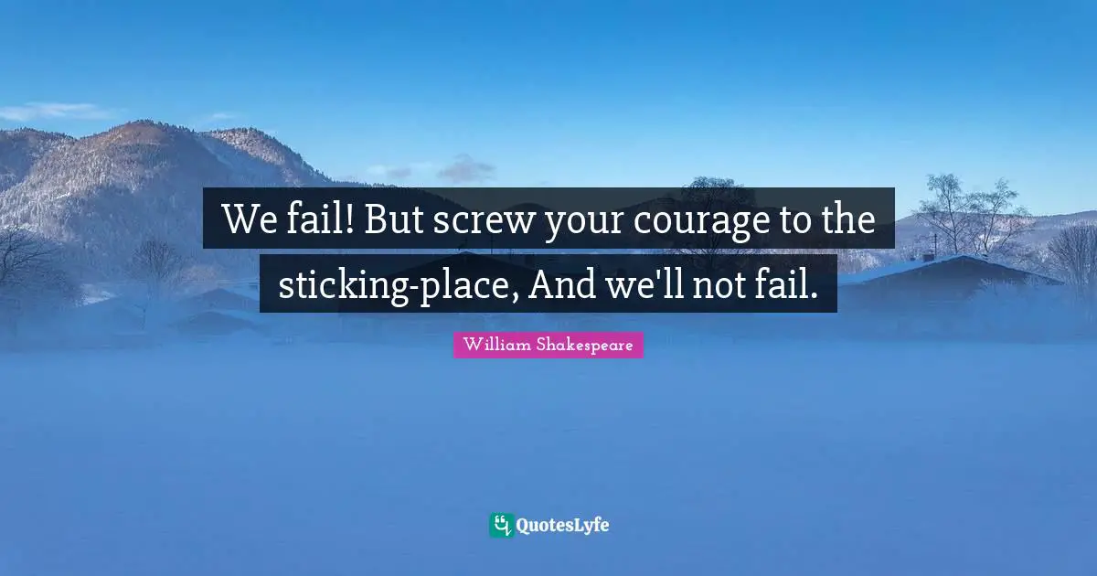 We fail! But screw your courage to the sticking-place, And we'll not fail.