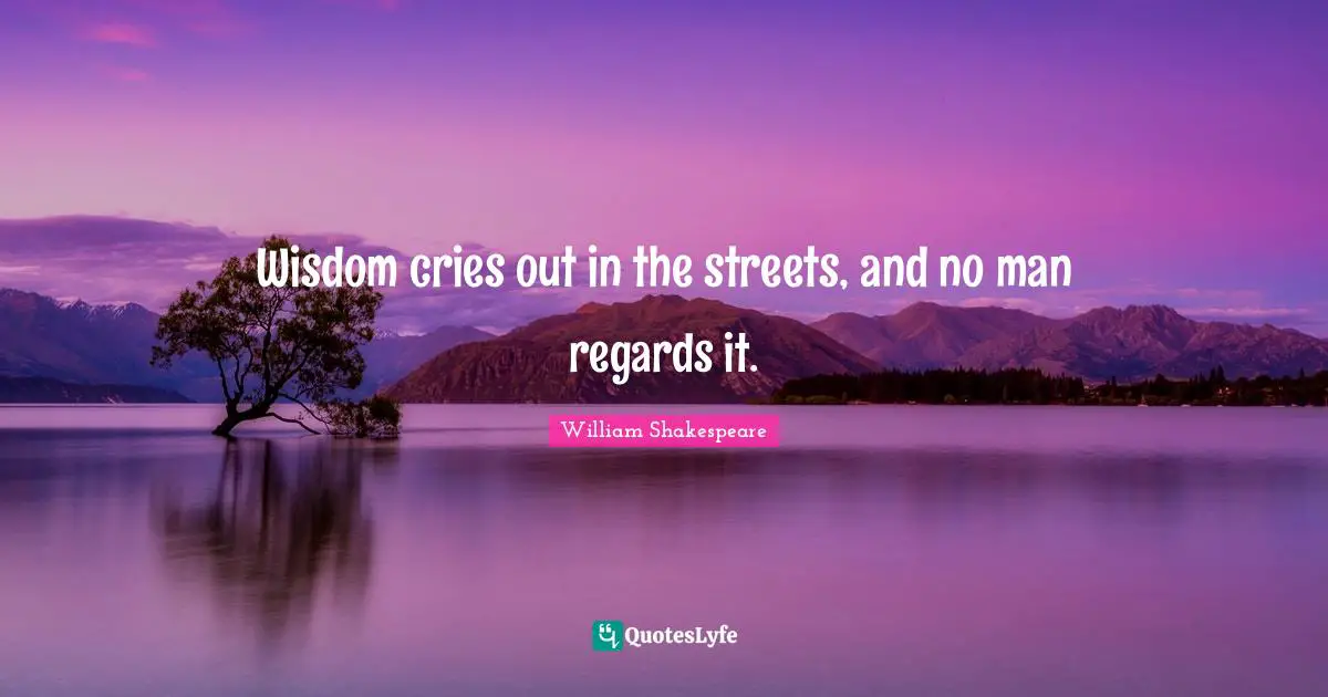 Wisdom cries out in the streets, and no man regards it.