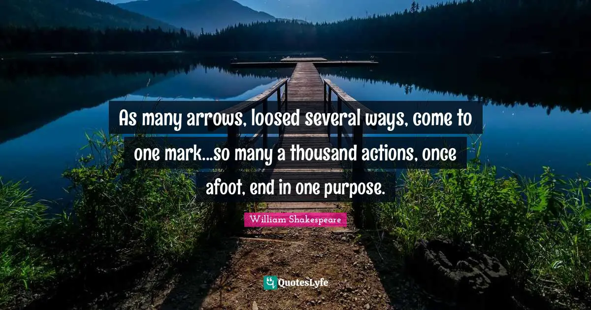 As many arrows, loosed several ways, come to one mark...so many a thousand actions, once afoot, end in one purpose.