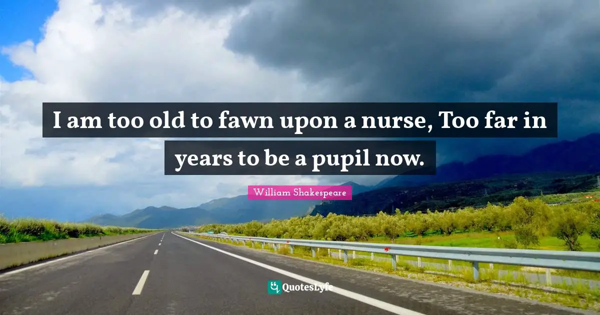 I am too old to fawn upon a nurse, Too far in years to be a pupil now.