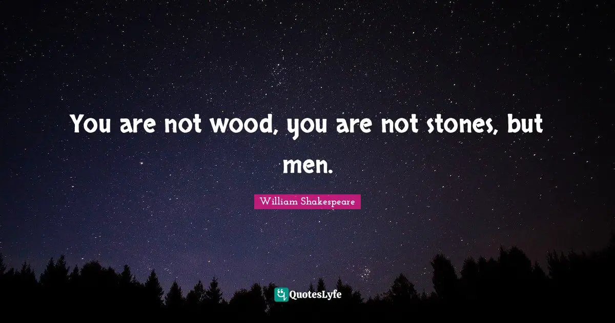You are not wood, you are not stones, but men.