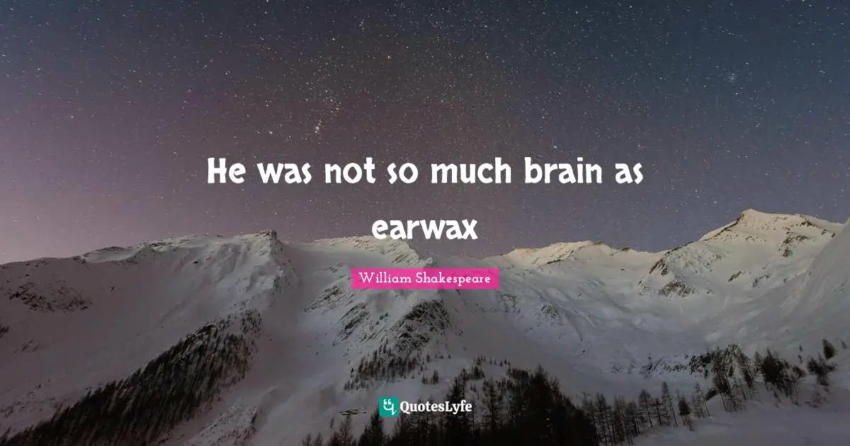 He was not so much brain as earwax