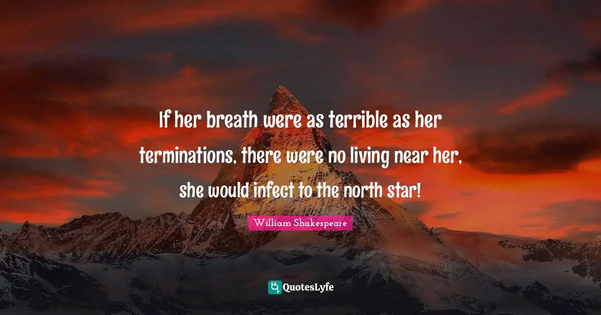If her breath were as terrible as her terminations, there were no living near her, she would infect to the north star!