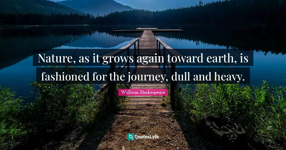 Nature, as it grows again toward earth, is fashioned for the journey, dull and heavy.