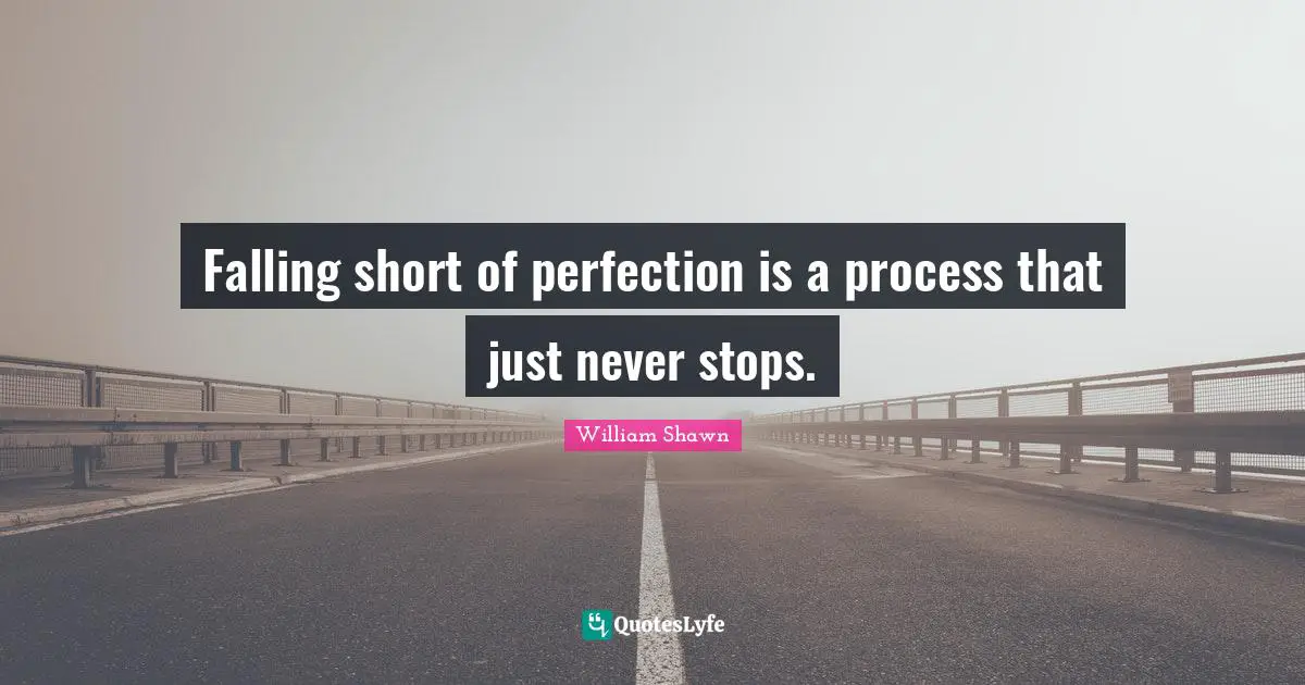 Falling short of perfection is a process that just never stops.