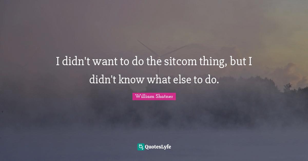 Sitcom Quotes: "I didn't want to do the sitcom thing, but I didn't know what else to do."