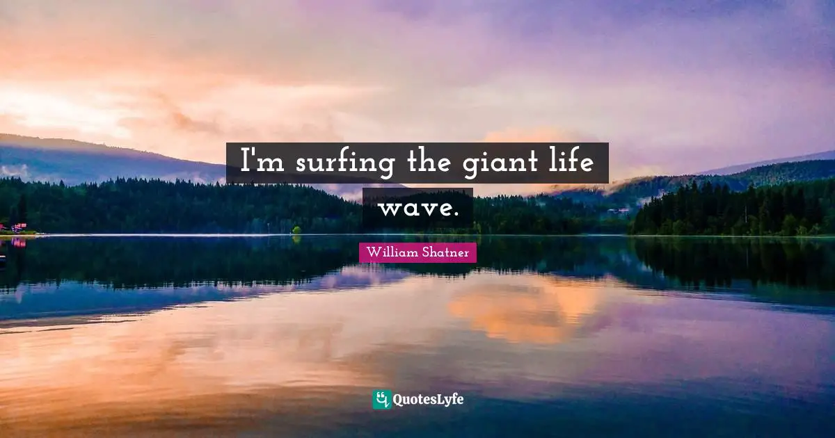 I'm surfing the giant life wave.