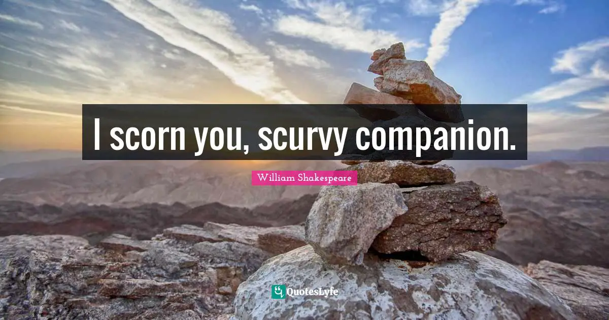 I scorn you, scurvy companion.