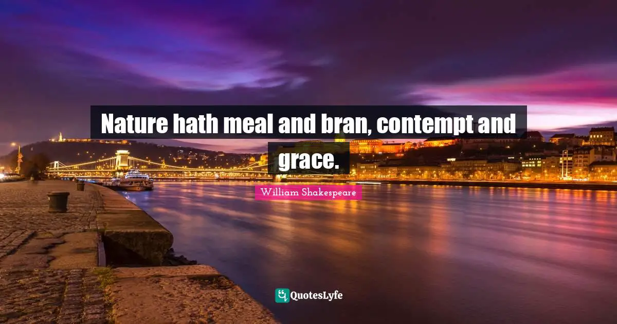 Nature hath meal and bran, contempt and grace.
