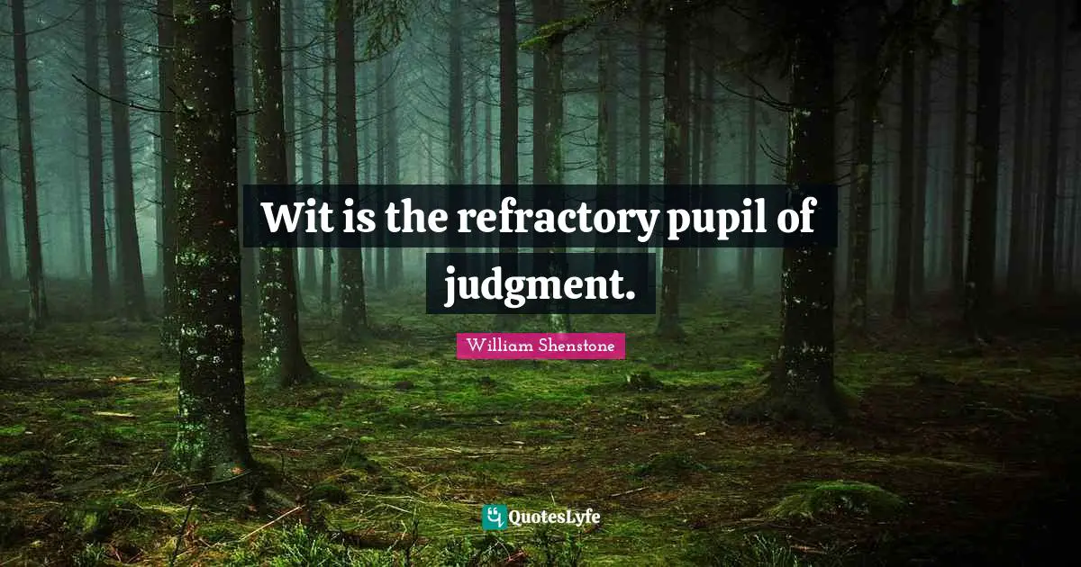 Pupils Quotes: "Wit is the refractory pupil of judgment."
