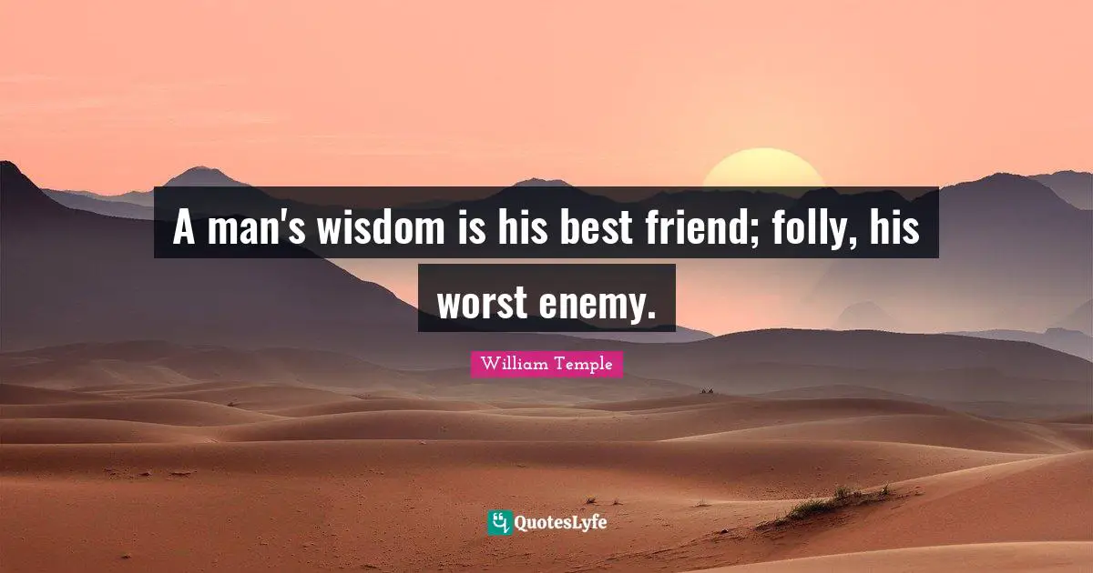 A man's wisdom is his best friend; folly, his worst enemy.
