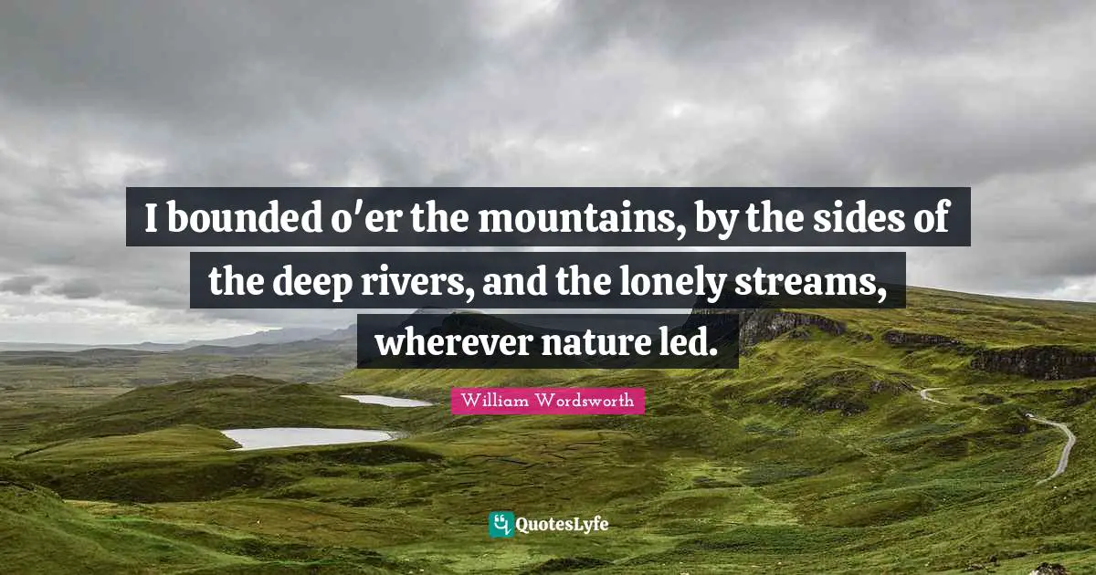 I bounded o'er the mountains, by the sides of the deep rivers, and the lonely streams, wherever nature led.