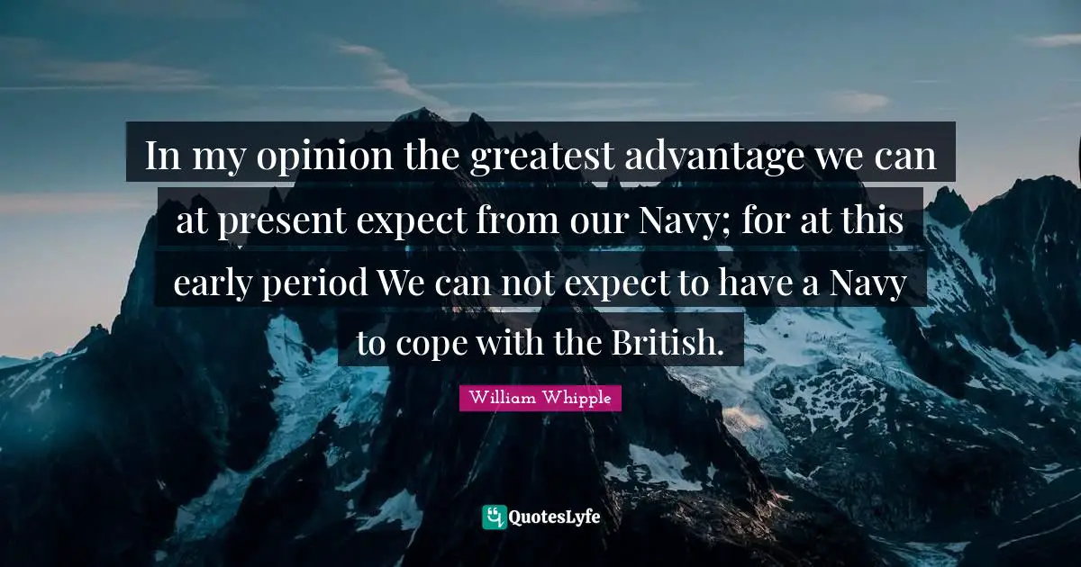 In my opinion the greatest advantage we can at present expect from our Navy; for at this early period We can not expect to have a Navy to cope with the British.