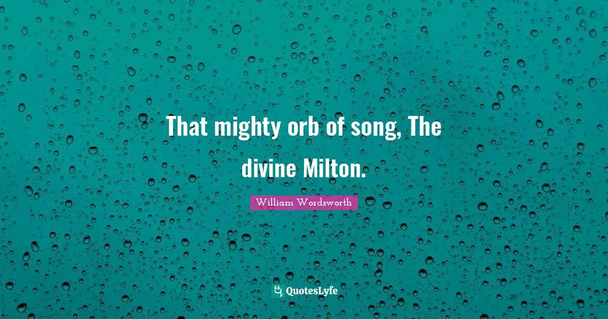 That mighty orb of song, The divine Milton.