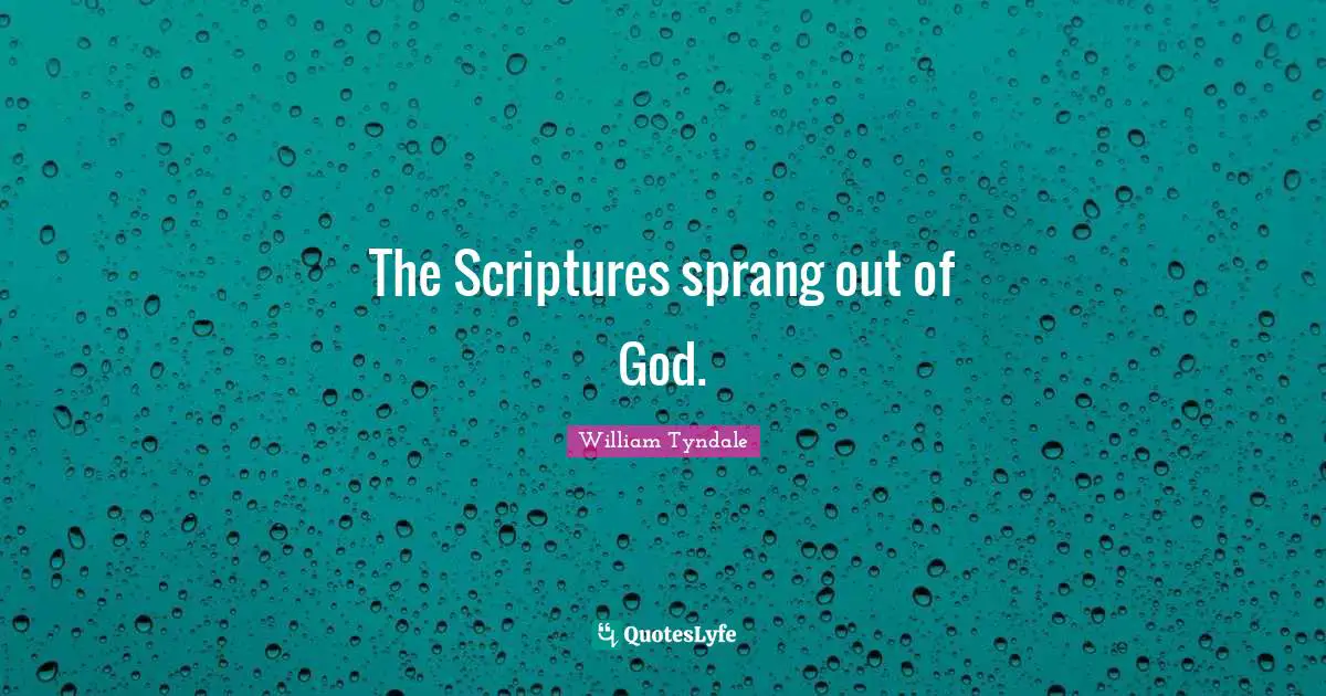 William Tyndale Quotes: "The Scriptures sprang out of God."