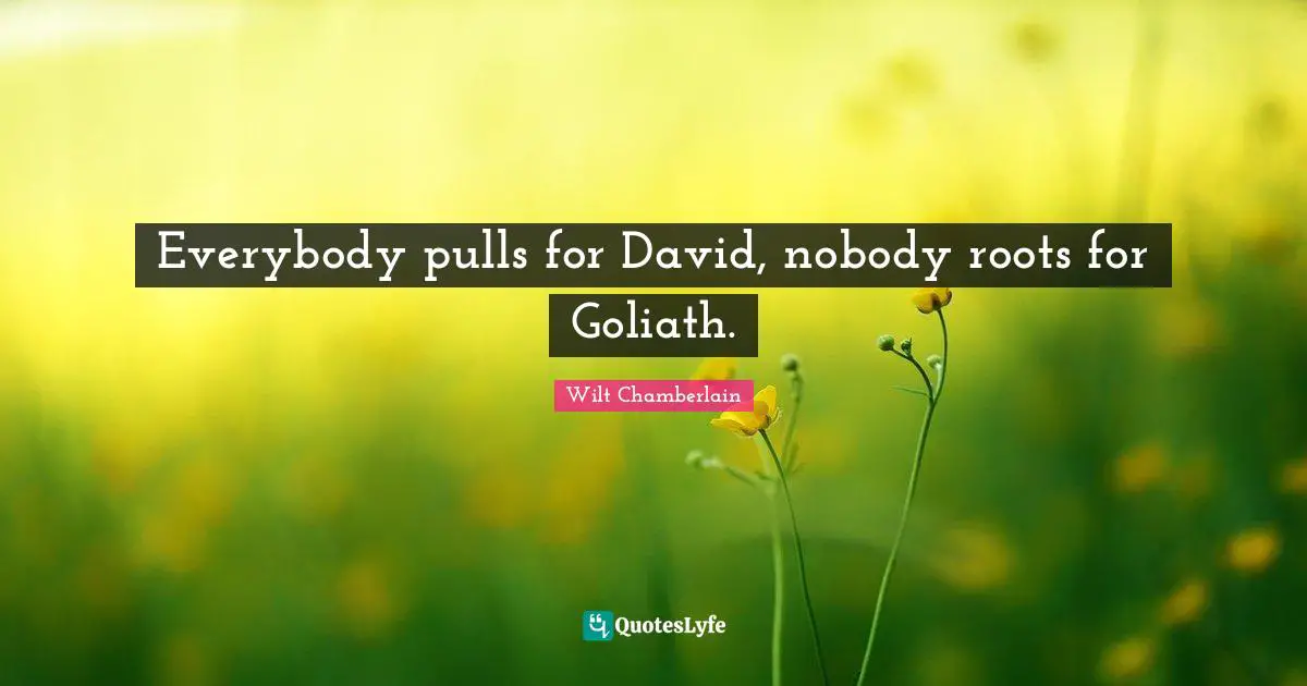 Wilt Chamberlain Quotes: "Everybody pulls for David, nobody roots for Goliath."