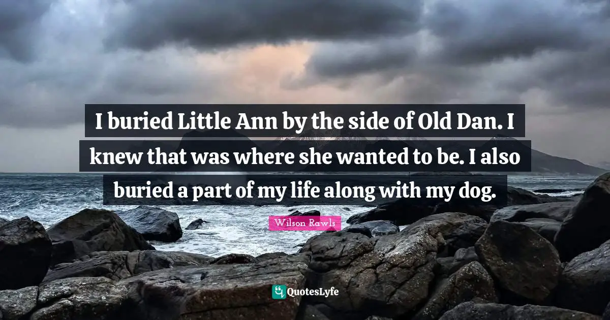I buried Little Ann by the side of Old Dan. I knew that was where she wanted to be. I also buried a part of my life along with my dog.