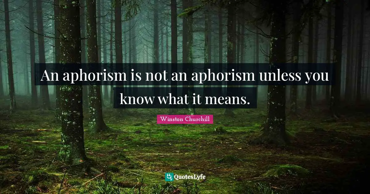An aphorism is not an aphorism unless you know what it means.