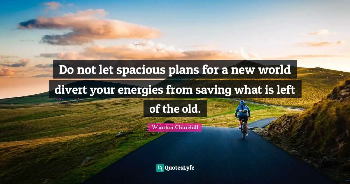 Do not let spacious plans for a new world divert your energies from saving what is left of the old.