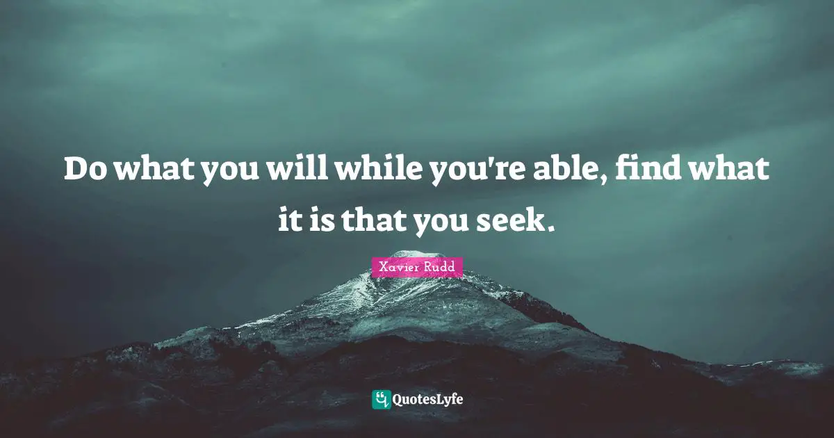 Finding Yourself Quotes: "Do what you will while you're able, find what it is that you seek."